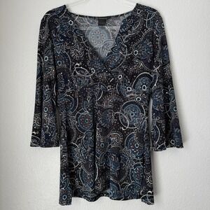 90's Y2K INC Sequin Babydoll Top Paisley Whimsigoth Fairy Grunge Women's Sz M